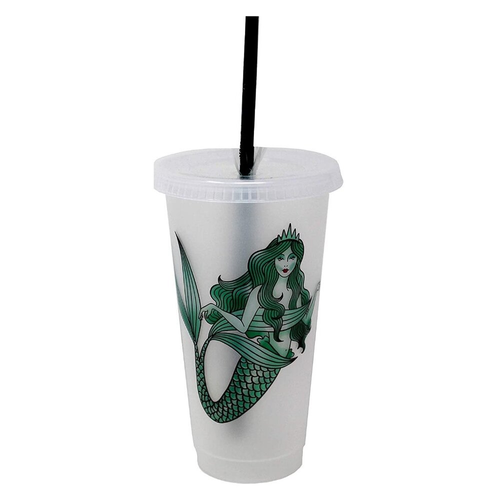 NEW Starbucks Full Mermaid Siren 24oz Venti Reusable Cold Cup With Lid & Straw - Picture 2 of 2